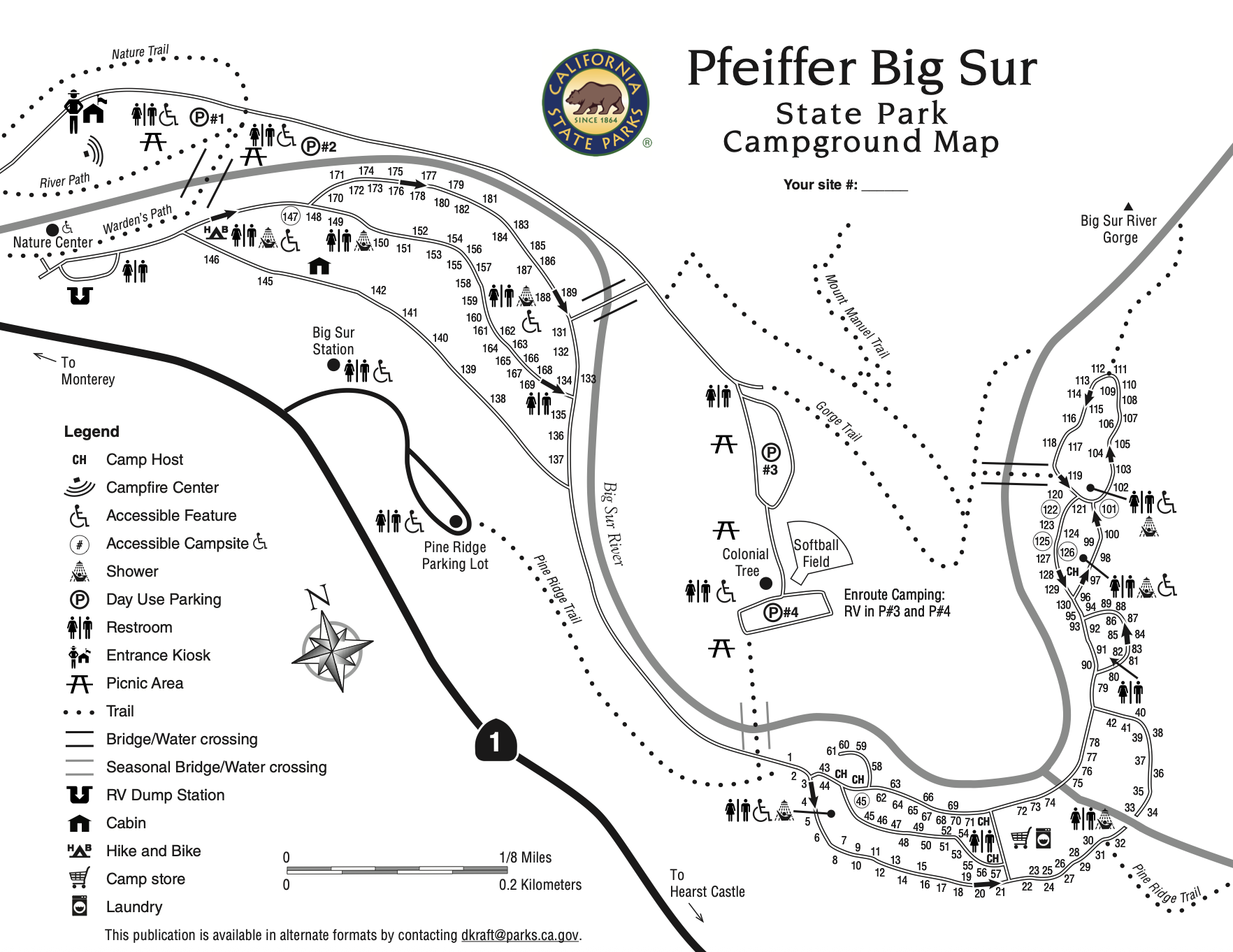 Map of Pfeiffer Big Sur State Park Campground - Big Sur, California